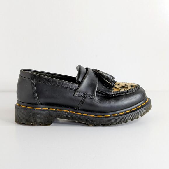 Doc Martens Loafers Adrian 26234021 7 Black Leopard GUC Tassel Shoes Academia - Picture 8 of 14